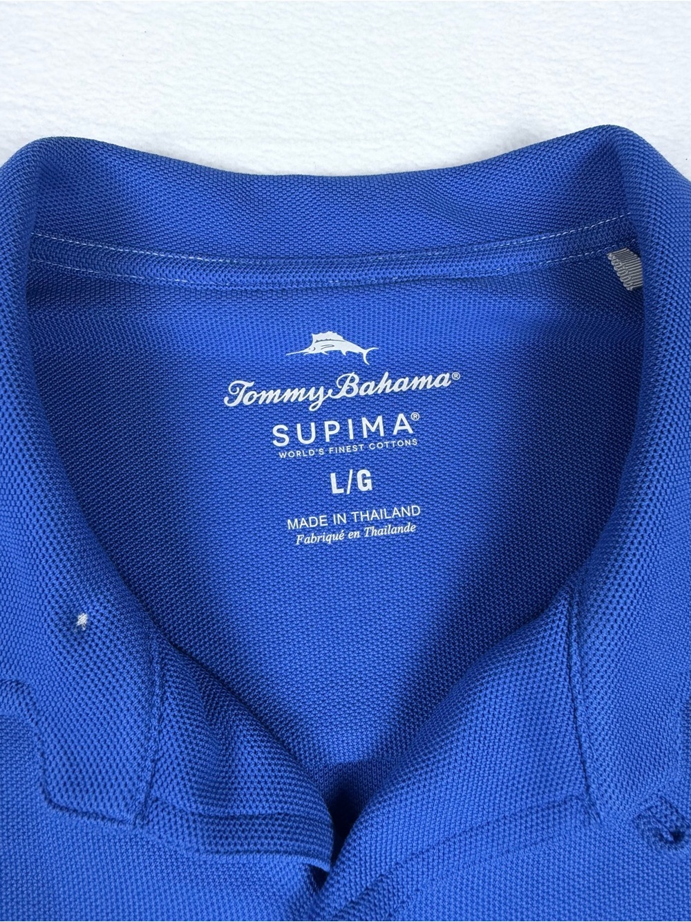 Tommy Bahama Men's Blue Supima Cotton Short Sleeve Button Polo Shirt Size L - Picture 3 of 7